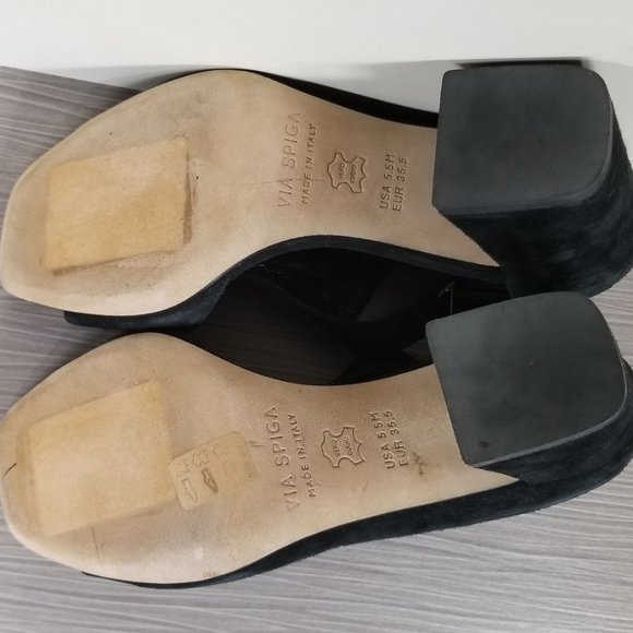 Via Spiga Eladine Open Toe Block-heel Booties, Black Suede, Womens Size 5.5 M - Picture 9 of 11